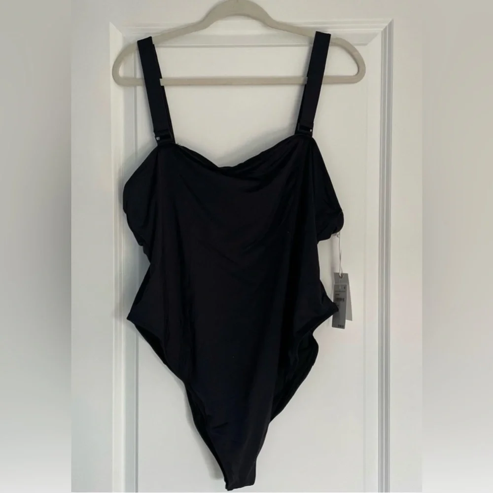 Good American GSW0243 Women's Sz 2 Black Contour Compress one piece Swimsuit NWT
